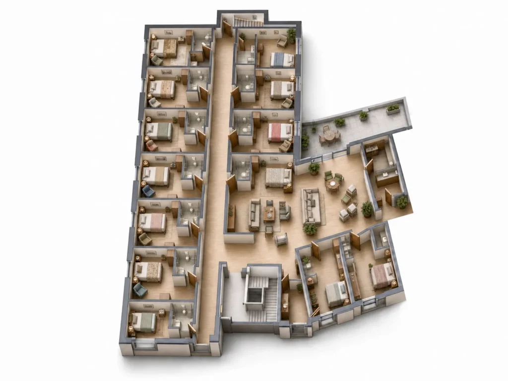 3D Skizze der Etagen zur Vorstellung